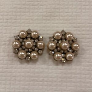 Vintage J. Crew Pearl and Silver Cluster Earrings/ brooch